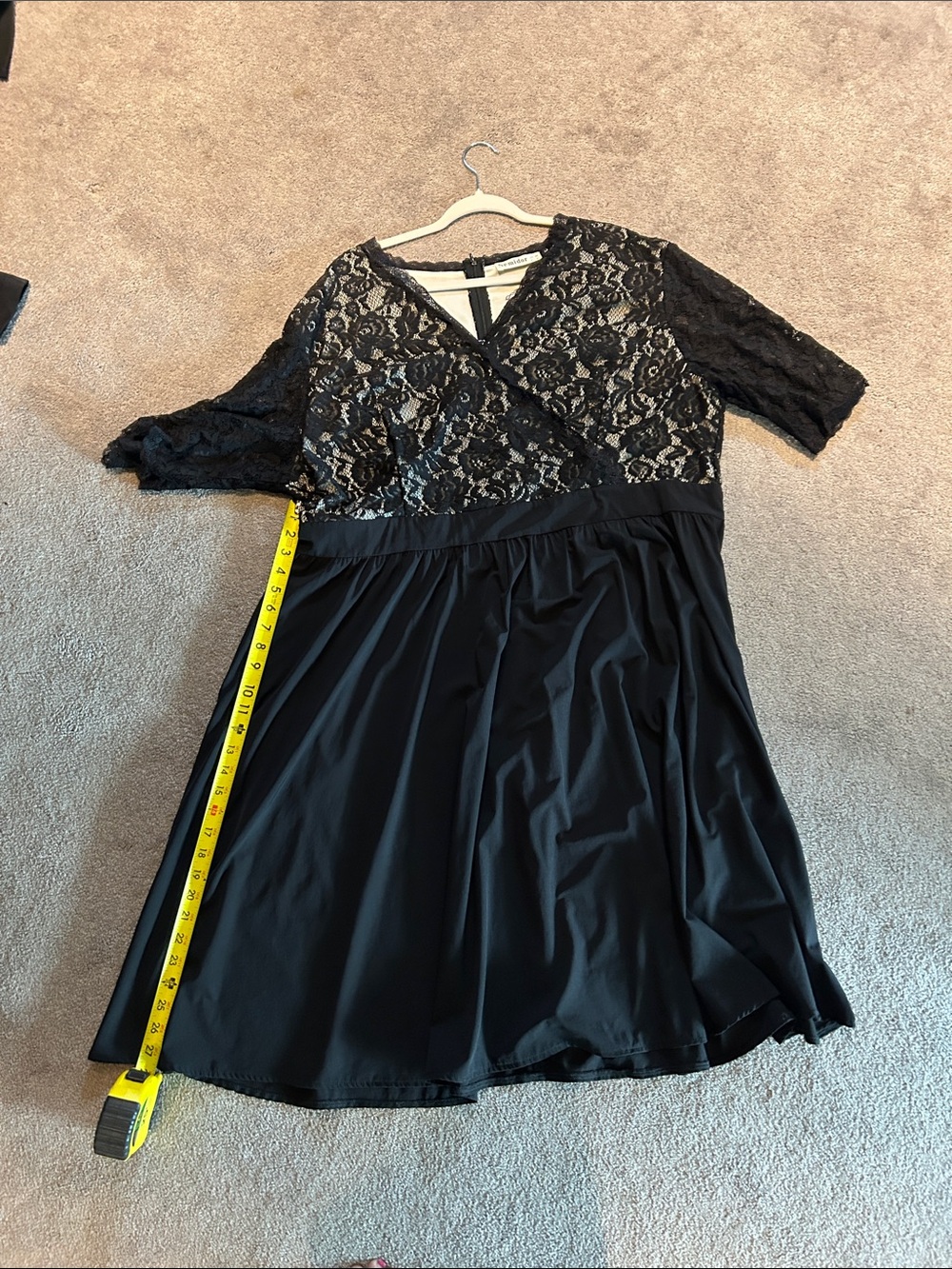 Plus size 24W Nemidor Black Lace V-Neck A-line Dress